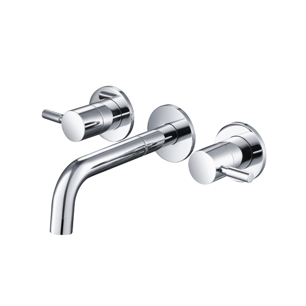 Two Handle Wall Mounted Bathroom Faucet | Brushed Nickel PVD