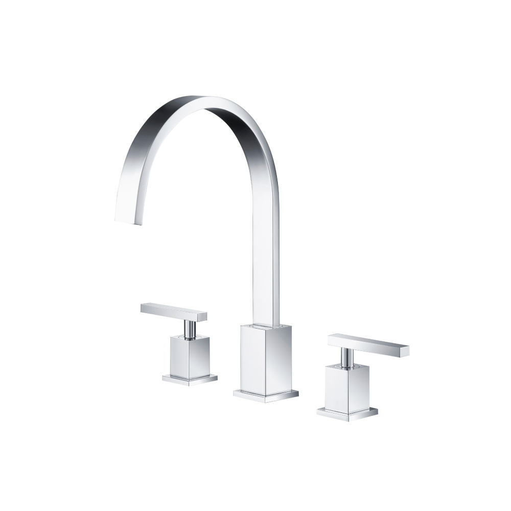 Three Hole 8" Widespread Two Handle Bathroom Faucet | Chrome