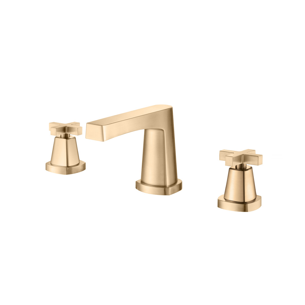 Three Hole 8" Widespread Two Handle Bathroom Faucet | Brushed Bronze PVD