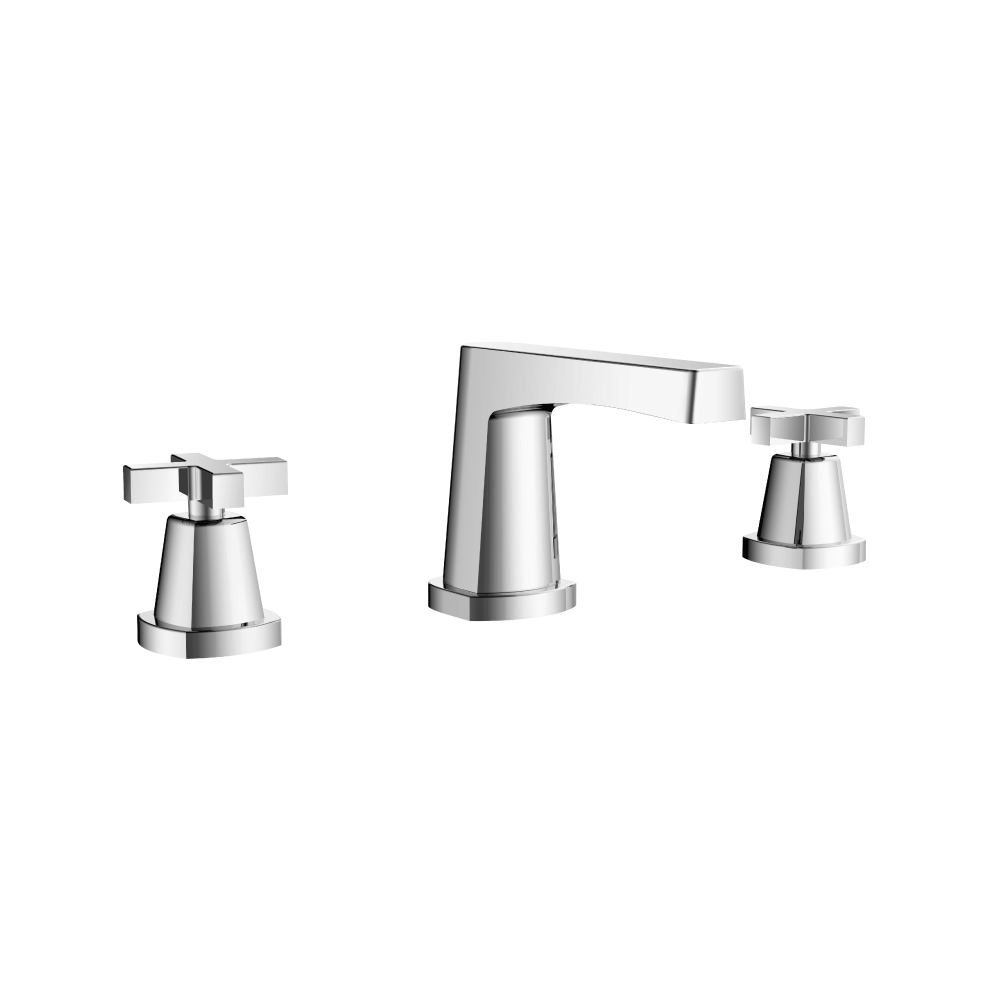 Three Hole 8" Widespread Two Handle Bathroom Faucet | Chrome