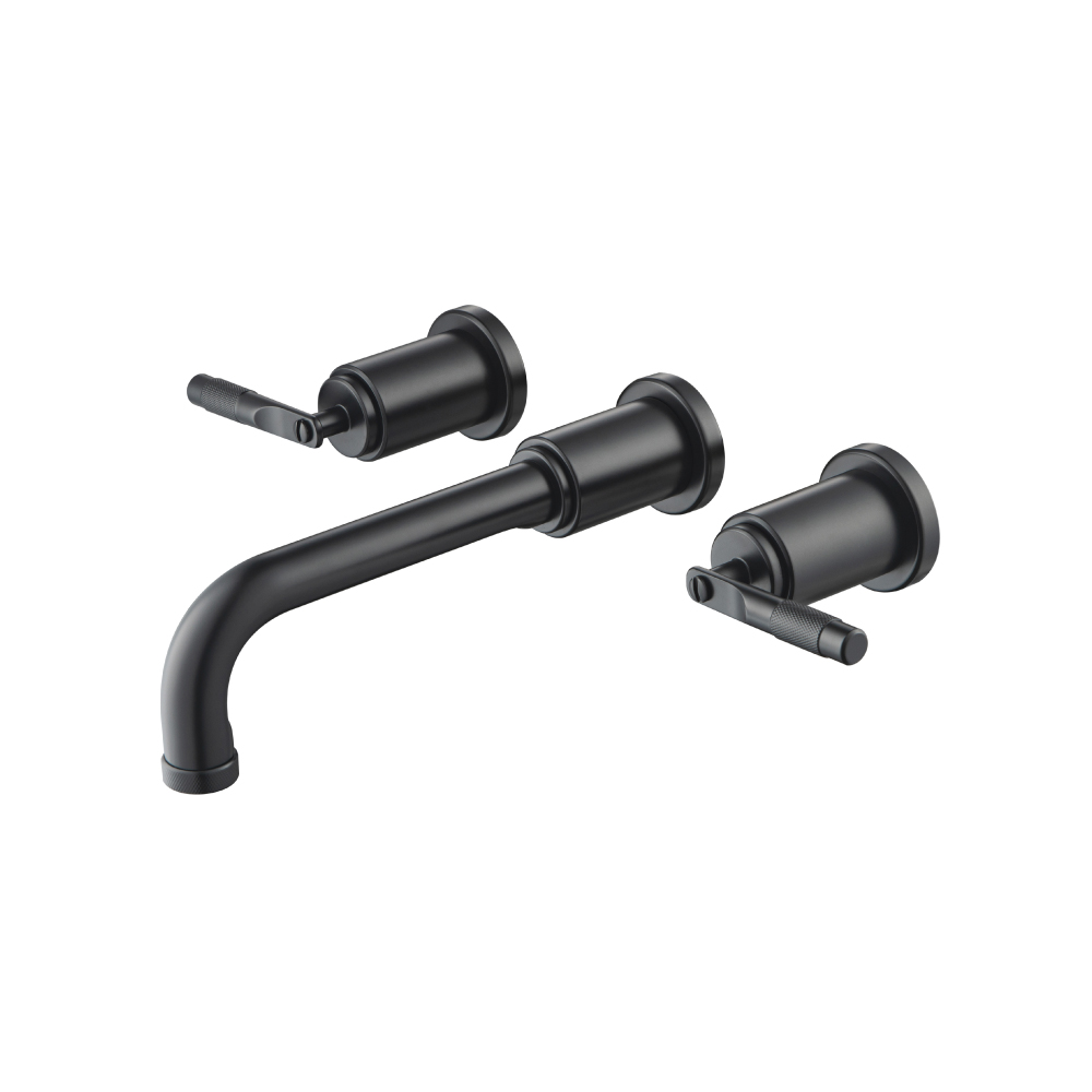 Two Handle Wall Mounted Bathroom Faucet | Matte Black