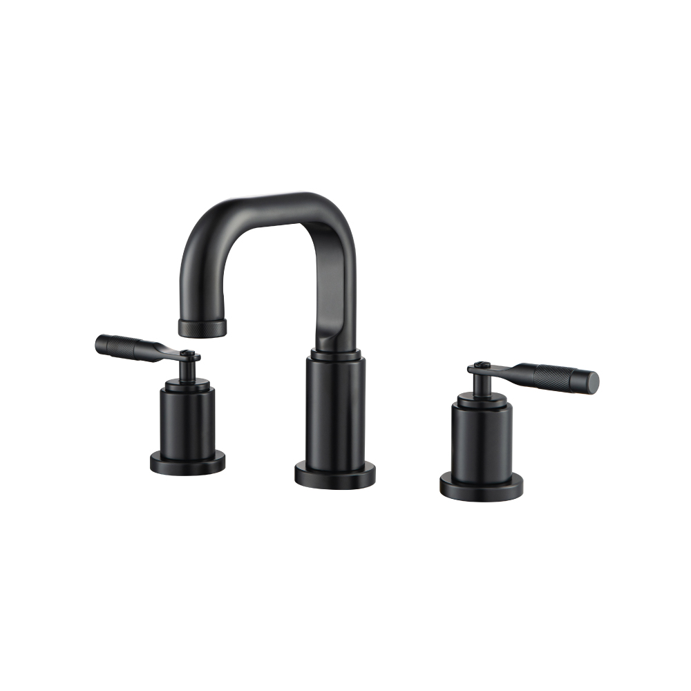 Three Hole 8" Widespread Two Handle Bathroom Faucet | Matte Black