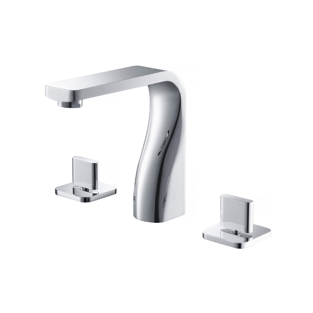 Three Hole 8" Widespread Two Handle Bathroom Faucet | Brushed Nickel PVD